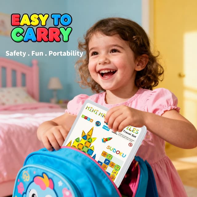 Detalle de 42pc magnetic tiles travel set