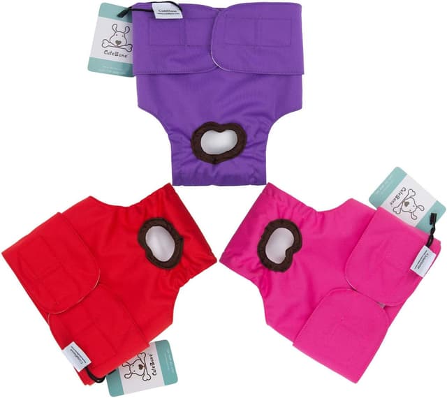 Detalle de CuteBone 3er-Pack waschbare Hundewindeln für Damen (XS) – wasserdichte Welpenhosen mit Klett & verstellbarem Rückenausschnitt