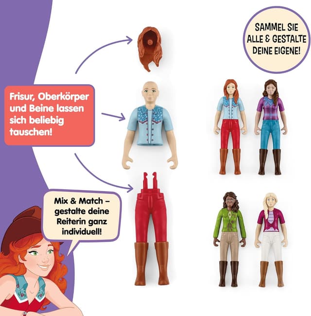 Detalle de Schleich HORSE CLUB Hannah & Cayenne 42711 – 6-teiliges Spielset mit beweglicher Mädchenfigur und Pferde-Zubehör