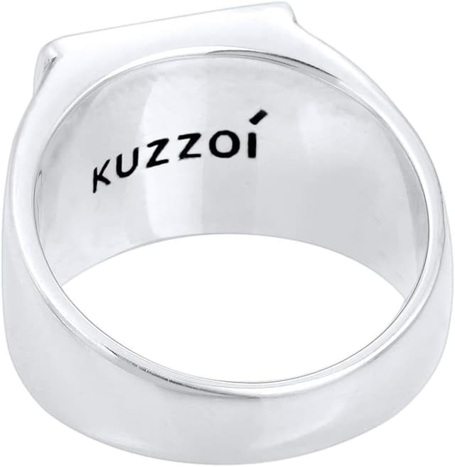 Detalle de Kuzzoi Siegelring für Herren – massiv, 14 mm breit aus 925 Sterling Silber, schwarz oxidiert mit Ankersymbol (Ringgröße 60–66)
