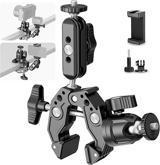 Detalle de NEEWER Súper Abrazadera con Brazo Mágico y Adaptador 📸