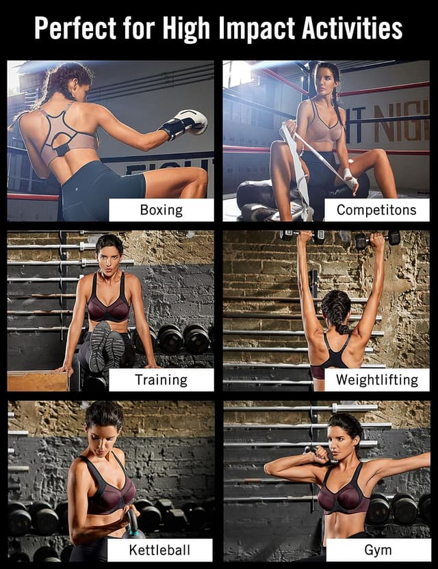 Detalle de SYROKAN Damen Sport-BH mit Bügel für starken Halt, Push-up und Racerback