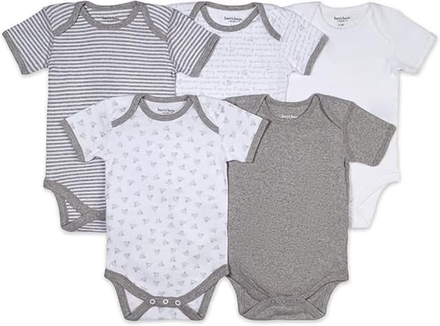 Detalle 2 de Burt's Bees Baby Bodysuits (Short Sleeve & Long Sleeve), 100% Organic Cotton, Pack of 5