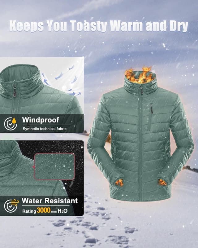 Detalle 2 de 33,000ft Herren-Steppjacke leichte Übergangsjacke in Daunenjacken-Optik (packbar)