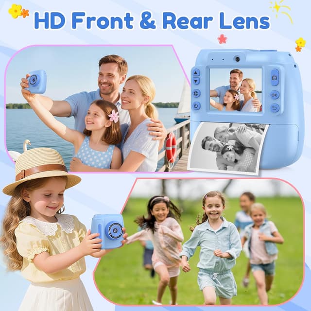 Detalle 1 de Kids Camera Instant Print (Instant Camera with 32GB Card & Photo Paper, 35 Photo Frames) – Blue