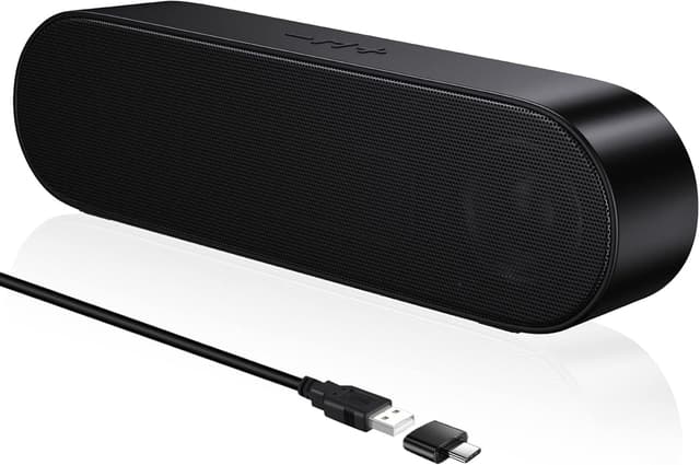 Detalle de YYV USB Computer Speakers – Wired mini soundbar with volume control and mute (plug and play)