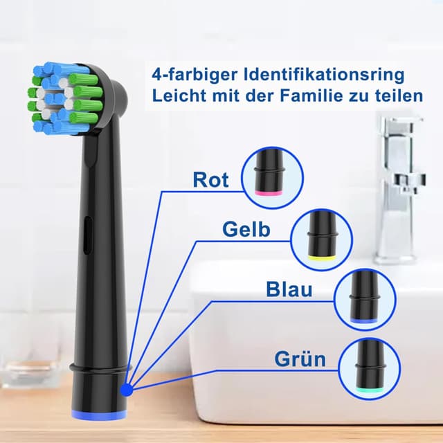 Detalle de Precision Clean Aufsteckbürsten (16 Stück) kompatibel mit Oral-B E‑Zahnbürsten – Schwarz