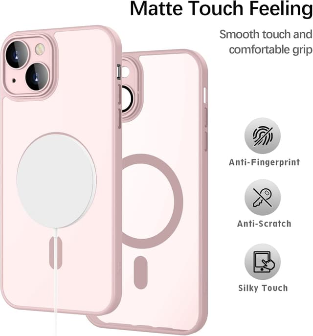 Detalle 2 de YUANDMI iPhone 14 Hülle magnetisch mit MagSafe, schlank & matt – Rosa