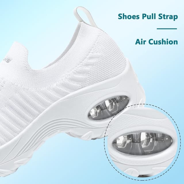 Detalle de Slip On Trainers for Women Orthopedic Walking Shoes with Breathable Mesh and Air Cushion Wedge Sole