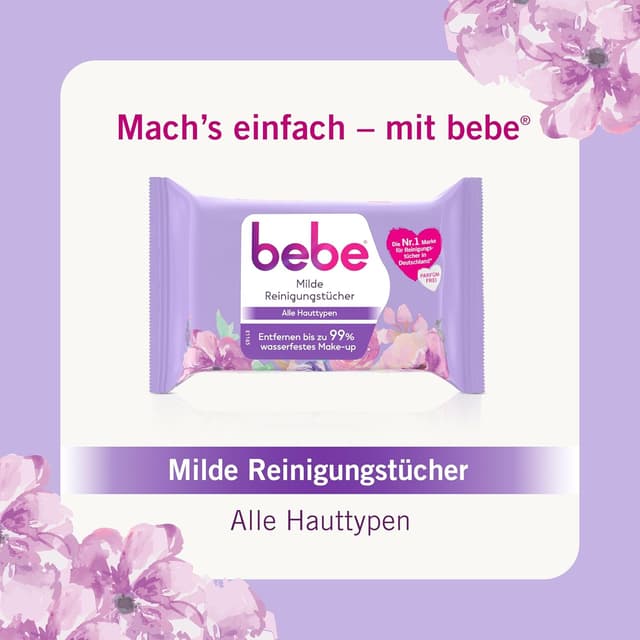 Thumbnail 6 de bebe milde Reinigungstücher (6x25) – Abschminktücher für bis zu 99% wasserfestes Make-up, parfümfrei