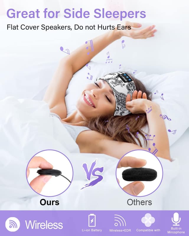 Detalle de LC-dolida Sleep Headphones Bluetooth Headband (with Thin HD Stereo Speakers)