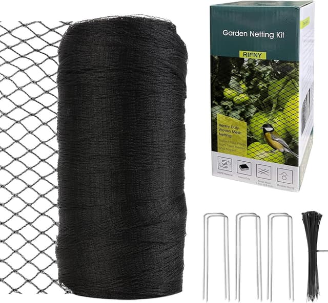 Detalle de RIFNY 4 x 12m Garden Netting Bird Netting (15 x 15mm mesh) for Fruit Trees, Pond & Vegetable Beds