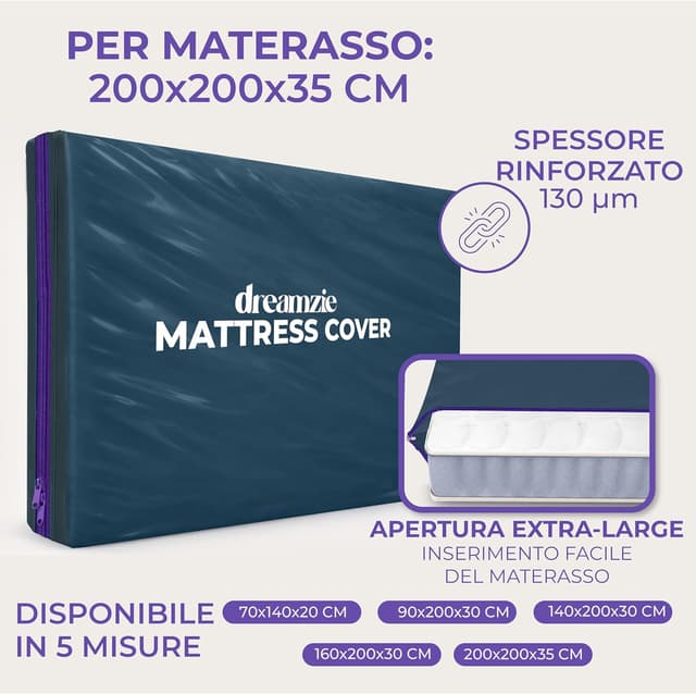 Thumbnail 1 de Dreamzie coprimaterasso in plastica opaca 200x200 cm (set da 2) con cerniera, per trasloco e stoccaggio