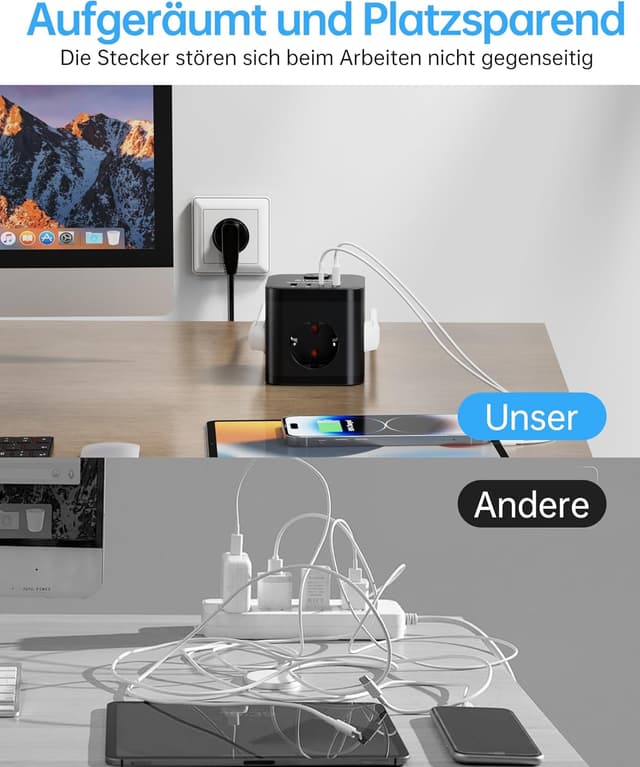 Detalle 2 de AICODE Steckdosenwürfel 3680 W mit 4 USB