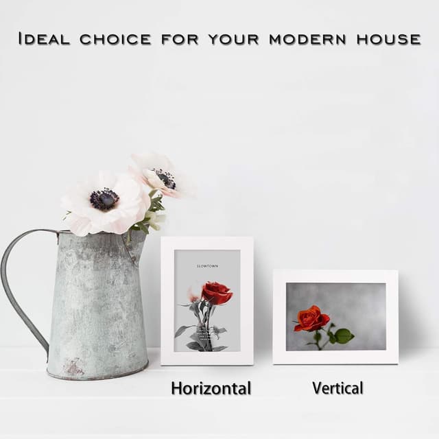 Detalle 2 de Egofine 6x4 Solid Wood Photo Frames (White) – Set of 4 with Acrylic Glass, Wall & Table Display