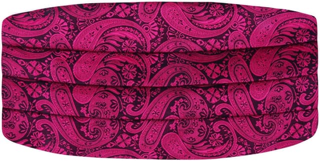 Detalle de Alizeal Men’s Solid Pre-tied Party Adjustable Bow Tie, Cummerbund & Pocket Square Gift Set