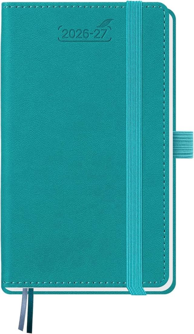 Detalle de BEZEND Kalender 2026/2027 Klein Wochenplaner A6 (18 Monate) mit Stifthalter, Türkis