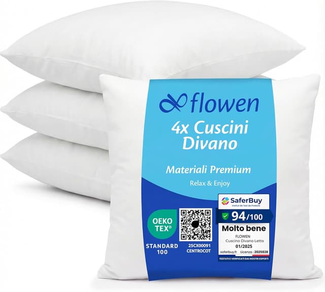 Detalle de Flowen cuscini per divano 45x45, 4 pezzi