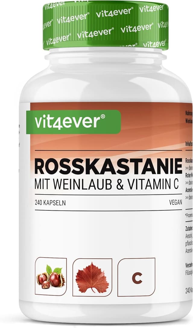 Detalle de vit4ever Rosskastanienextrakt Hochdosiert 240 Kapseln