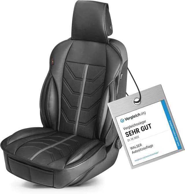 Detalle de Walser Premium Sitzauflage Auto Kimi für Vordersitze – Sitzschoner schwarz/grau mit Seitenairbag-Eignung
