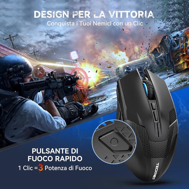 Thumbnail 3 de TECKNET Mouse Gaming Wireless 4800 DPI