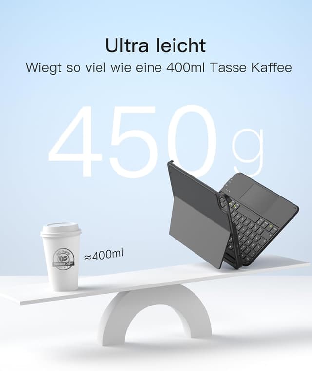 Detalle de Inateck AceTouch KB04122-RGB Hülle mit abnehmbarer Tastatur für iPad 11 (QWERTZ, Trackpad, RGB)