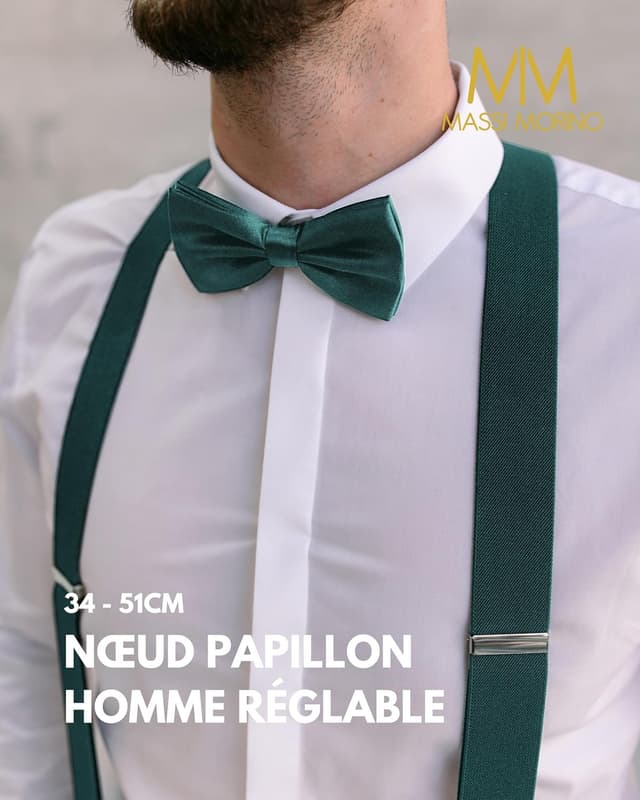 Detalle de Ensemble Massi Morino : bretelles en Y avec nœud papillon pré-attaché pour costume