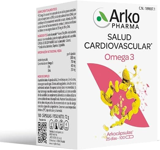 Imagen de Arkopharma Omega 3 Cápsulas 100 - Salud Cardiovascular y Cerebro 🧠❤ en OfertitasTOP