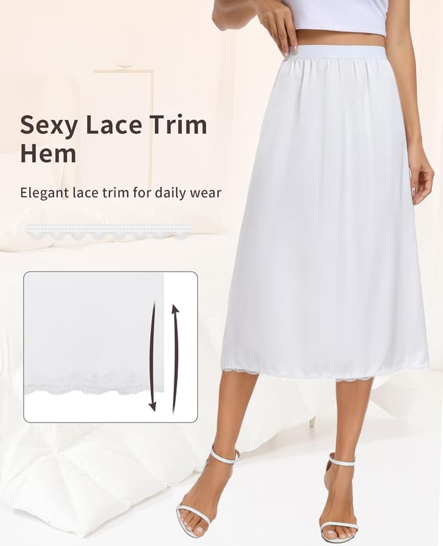 Detalle de Vlazom sottogonna lunga da donna antistatiche con elastico in vita e pizzo