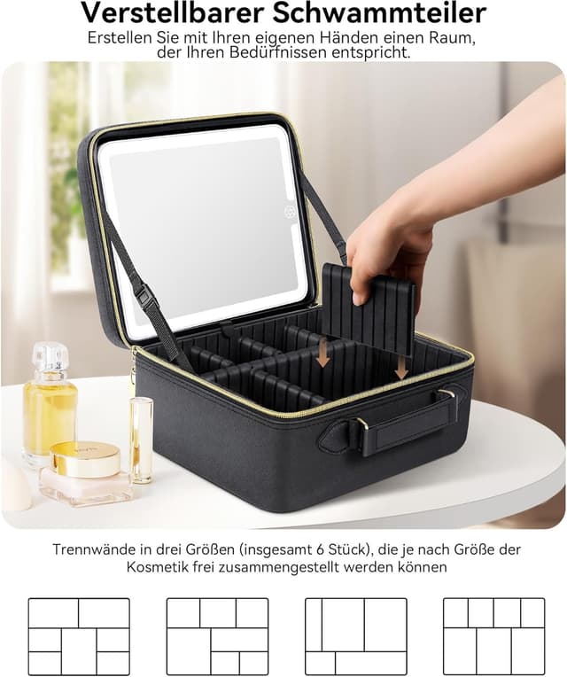 Detalle 2 de JUSRON Make-up Tasche mit LED Spiegel und 5-fach