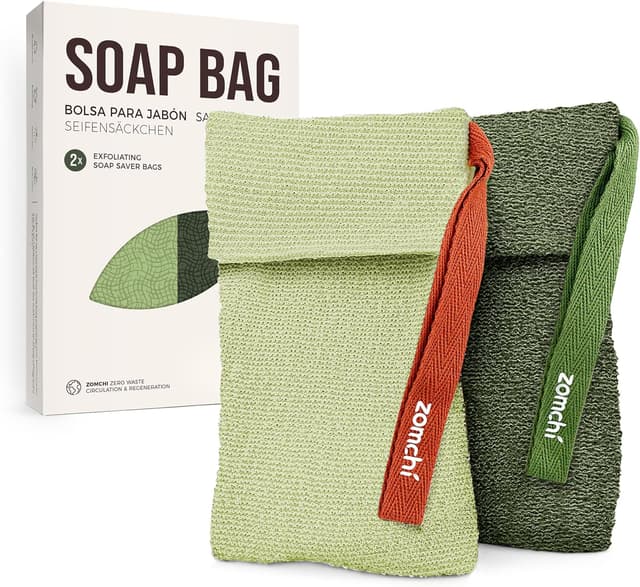 Detalle de ZOMCHI lot de 2 pochettes pour savon exfoliant (grain gros et grain fin) pour mousse riche sous la douche