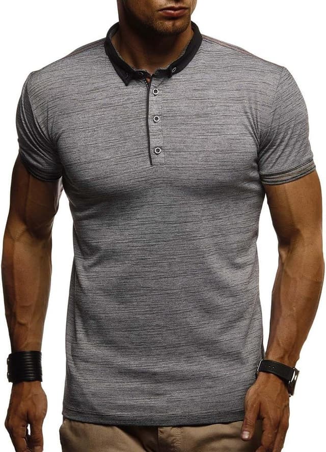 Detalle de Leif Nelson LN1310 : t-shirt à col polo homme en coton basique, manches courtes