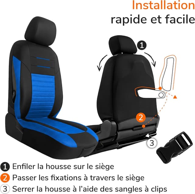 Thumbnail 6 de upgrade4cars Housses de siège avant universelles Upgrade4cars (set version 2026) en bleu