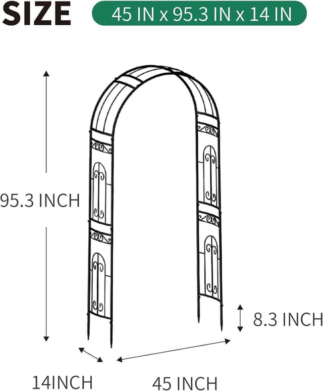 Thumbnail 2 de SCENDOR Rose Arch Arbour 87" Iron Garden Arch