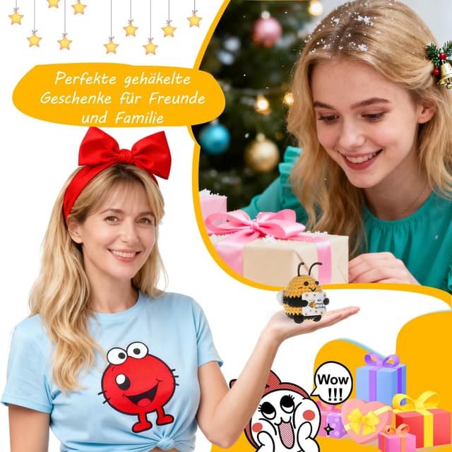 Detalle 2 de MLZTINGR Handgehäkelte Glücksbiene Geschenkset