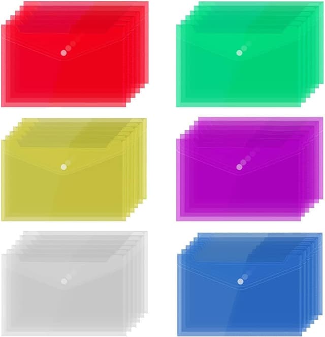 Detalle de LZYKJGS Lot de 36 pochettes plastique avec bouton pression A5 (PP) pour documents