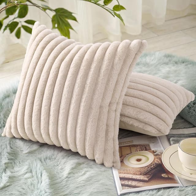 Thumbnail 3 de decorUhome Faux Fur Pillow Covers 18x18 Set of 2 🛋