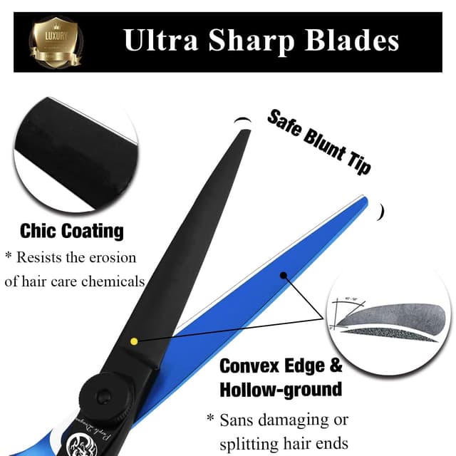 Detalle 2 de Purple Dragon Blaue Haarschere 5,5 Zoll