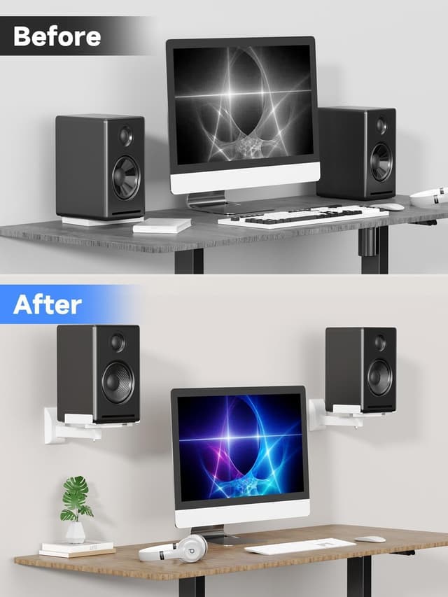 Thumbnail 6 de Suptek SPM201LW Small Dual Side Clamping Bookshelf Speaker Wall Mount Bracket (up to 25kg)