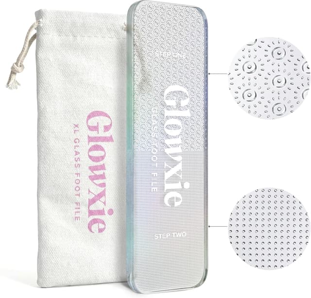 Detalle de Glowxie XL Nano Glass Foot Files for Hard Skin – 2-in-1 wet & dry foot file & heel scraper