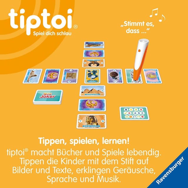 Detalle de Ravensburger tiptoi 00166 „Quiz Altes Ägypten“ – interaktives Lern-Quiz für Kinder ab 6 Jahren, 1–4 Spieler