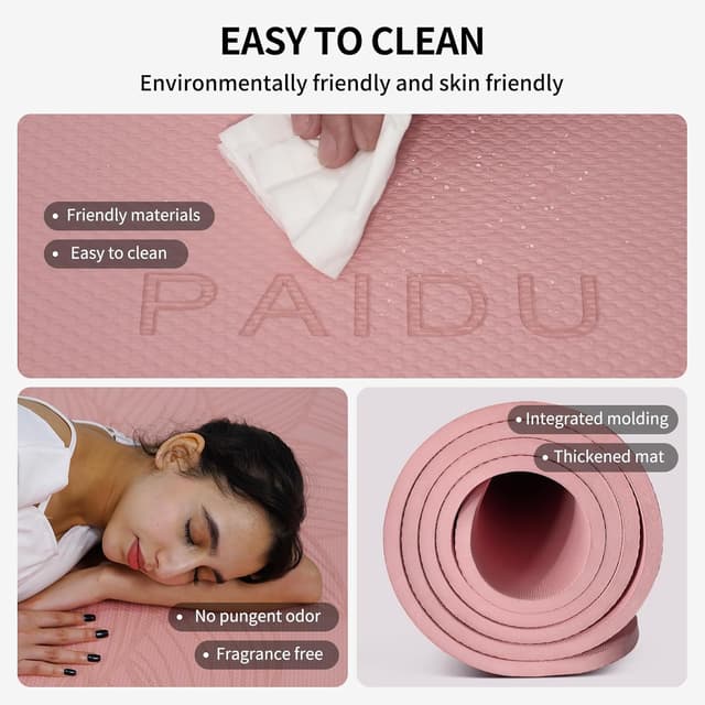 Detalle 2 de PAIDU Large Yoga Mat (72”x36”x0.4”) Extra Wide & Thick Non-Slip Exercise Mat