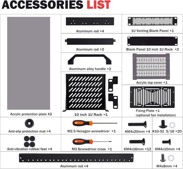 Detalle 2 de GeeekPi DeskPi RackMate T1 – mini serveur 8U avec rack 10 pouces, côtés en acrylique translucide (noir)