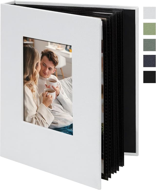 Detalle de Remowith Fotoalbum klein Einsteckalbum 10x15 – 24 Taschen Mini-Fotobuch mit Fenster (weiß)