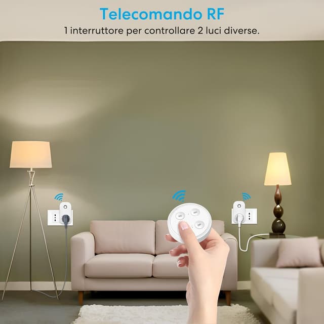 Detalle 2 de LoraTap presa telecomandata con telecomando 2 in 1, controllo remoto senza fili 868 MHz (On/Off), bianco