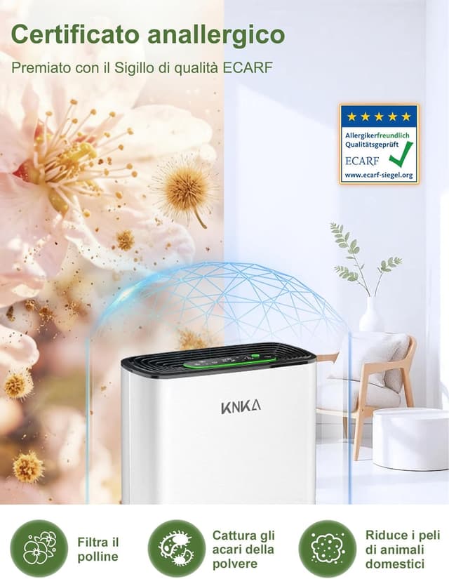 Detalle 2 de KNKA Purificatore d’aria HEPA APH3000 con CADR 300 m³/h e sensore qualità dell’aria
