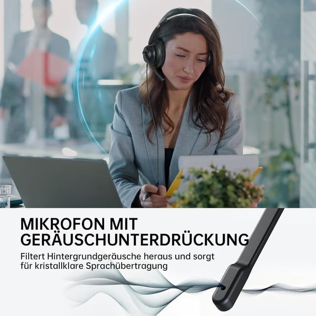 Detalle de EKSA H8 PC Headset mit Mikrofon – Stereo-USB-Headset für Laptop, Büro & Callcenter