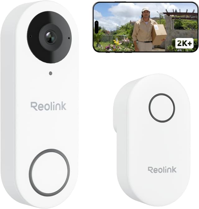 Detalle de Reolink 5MP Video-Türklingel Kamera mit Chime (WLAN 2,4/5 GHz, 3:4 Kopf-zu-Fuß, 180°) – Weiß