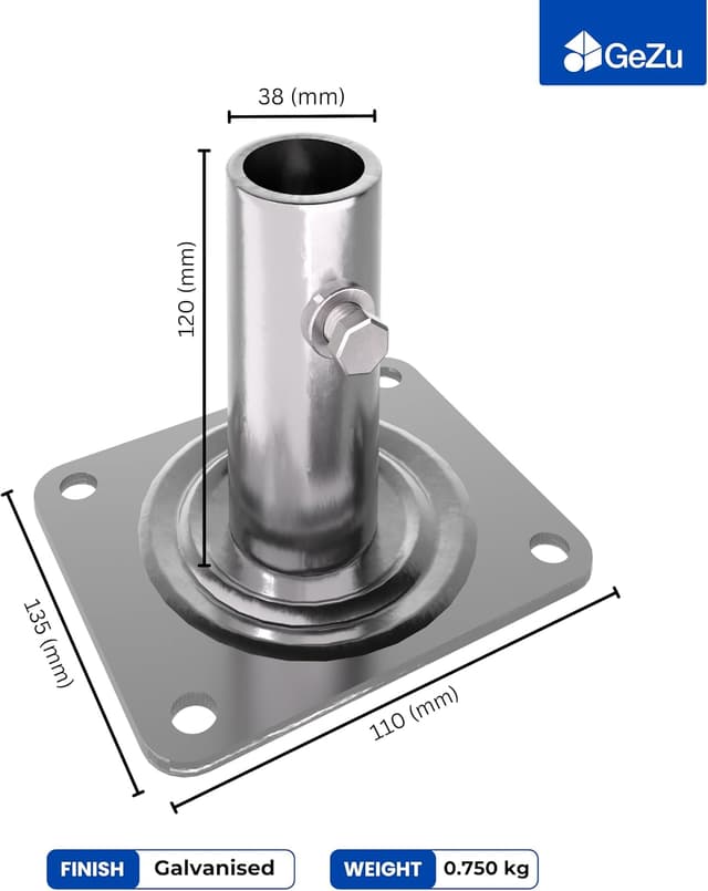 Detalle de Plaque de base d’échafaudage GeZu Impex 135×110×120 mm galvanisée (lot de 16) – compatible style Baker