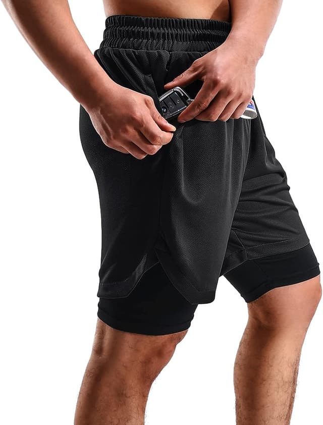 Detalle de FIONECA 2-in-1 Men’s Shorts 2-Pack (7-Inch) with Pockets & Towel Loop